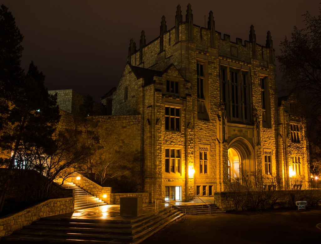 Thorvaldson building at University of Saskatchewan at night